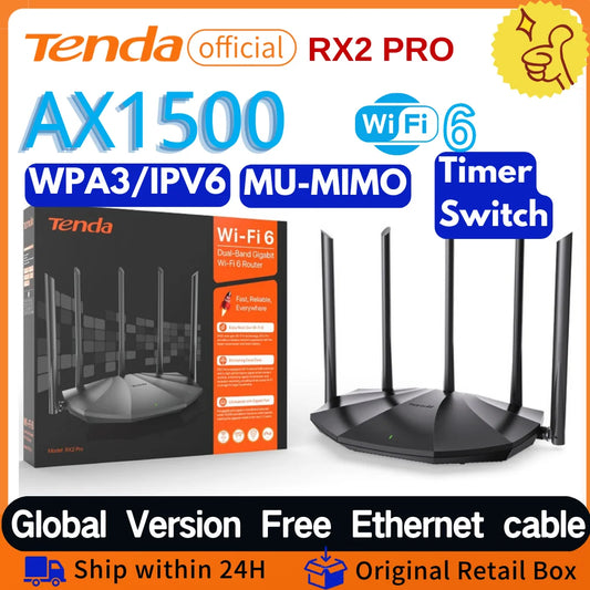 Tenda WiFi 6 AX1500 Gigabit Routeur Rx2 pro touristes-Bande Sans Fil Répéteur 2.4G et 5 mesurz WI-FI6 Internet WIFI Tenda MESH Routeur 1500mbps